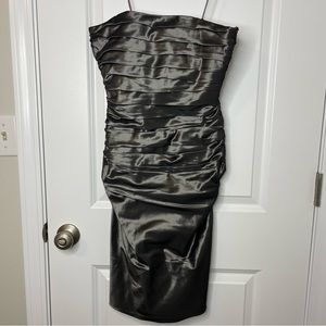 Ralph Lauren Black Label Y2K Vintage Corset Silk Mini Strapless Dress Sz 4 Gray